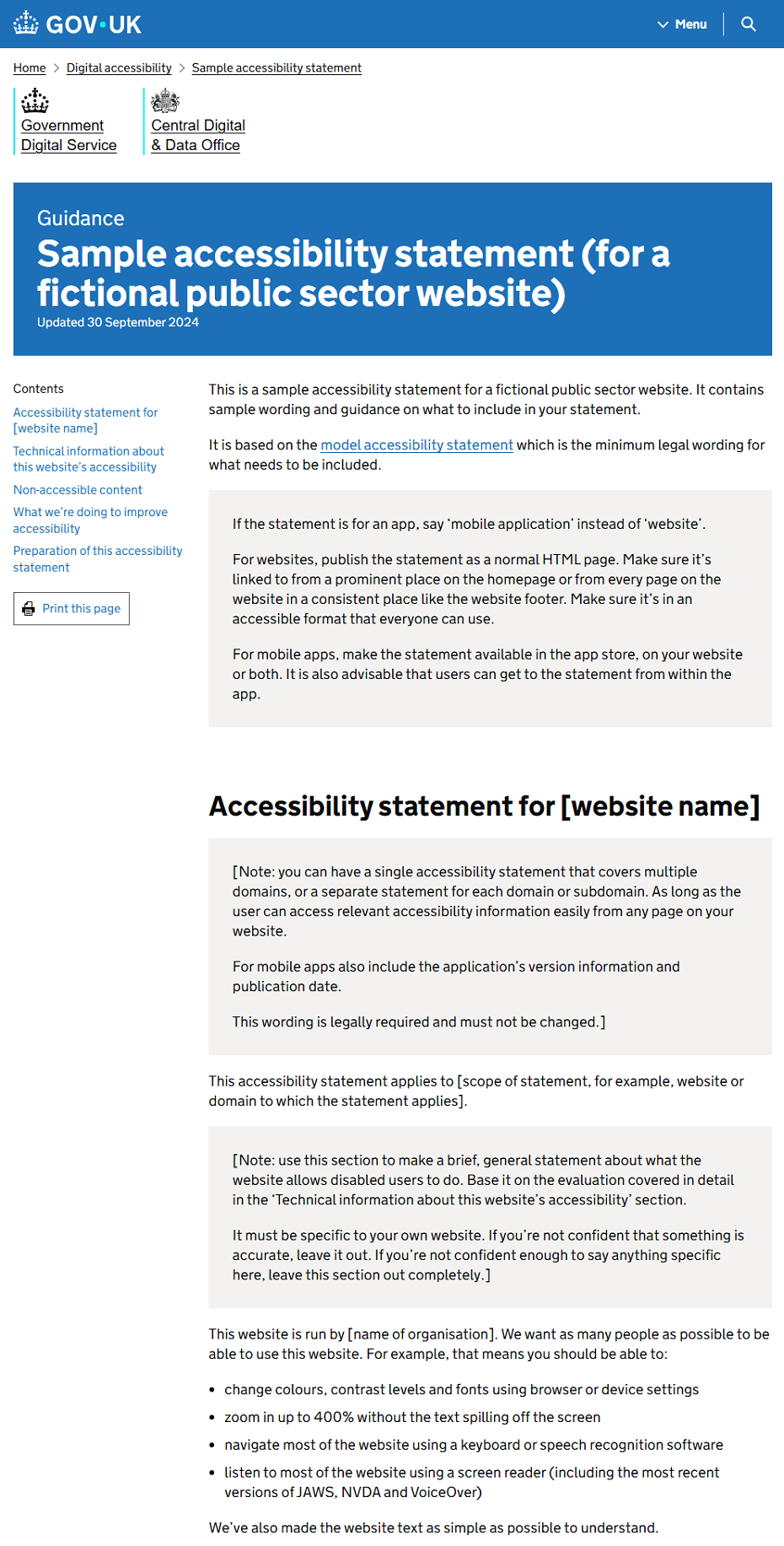 Sample Accessibility Statement Gov UK min